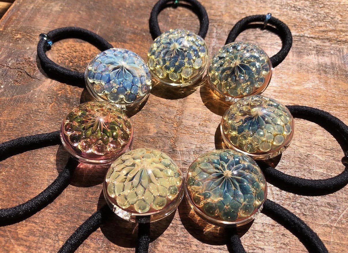 Colorful handmade glass hair ties