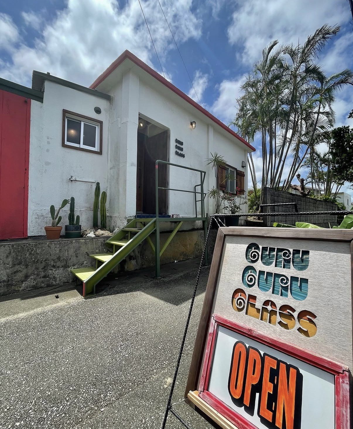 Guru Guru Glass storefront sign in Miyakojima