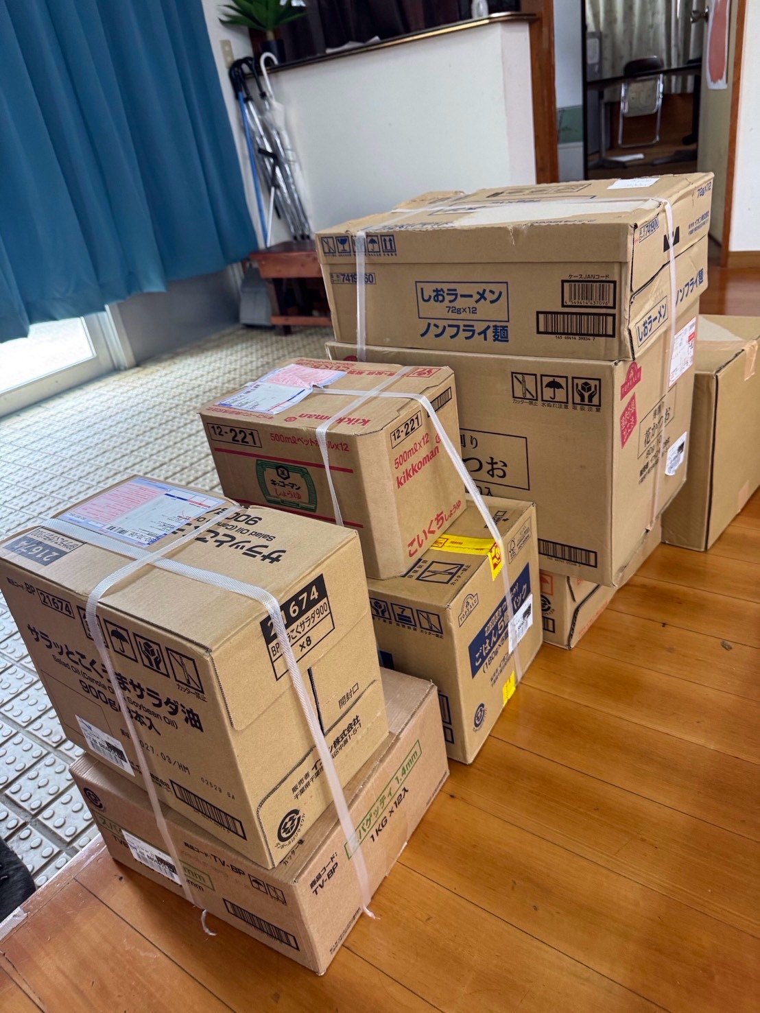 Food pantry boxes prepared by NPO Hidamari